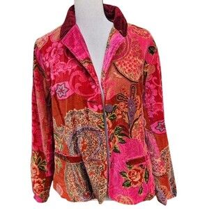 Pink Velvet Blazer Boho Size PM Colorful Comfort